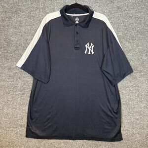 New York Yankees Shirt Mens 2XL XXL Blue Short Sleeve Tshirt MLB Polo Majestic